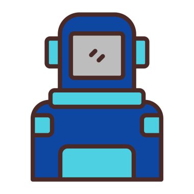 Robot makine simgesi. taslak robot makine vektör rengi düz izole