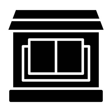 kütüphane glyph düz vektör simgesi