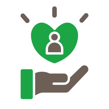 Kalp ikonlu el. vektör illüstrasyonu