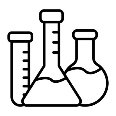 Laboratuvar matarası ikonu. Beyaz arkaplanda izole edilmiş web tasarımı için laboratuar test vektör simgesi