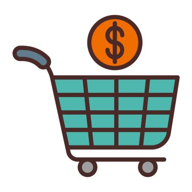 Dolar işaretli alışveriş arabası.