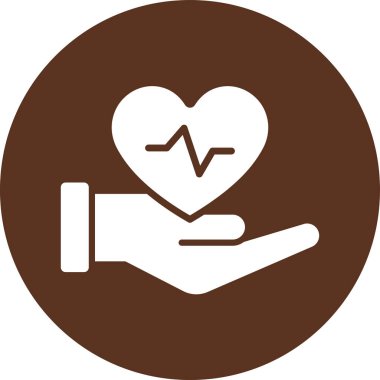 Kalp bağışı vektör ikonu. biçim düz yuvarlak sembol, kahverengi renk, yuvarlak açılar, beyaz arkaplan.