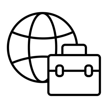 dünya çapında vektör ince çizgi simgesi