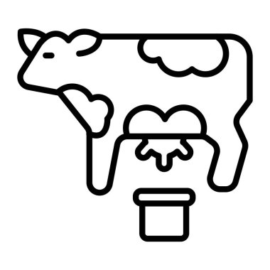 İnek ikonu. Beyaz arkaplanda izole edilmiş web tasarımı için inek vektör sembolünün ana hatları