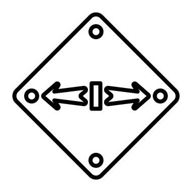 Yol işaretinin siyah beyaz ikonunun vektör çizimi