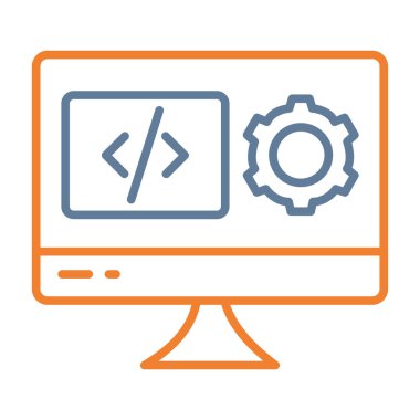 Vites çizgisi ve simgesi olan bilgisayar, vektör illüstrasyonu