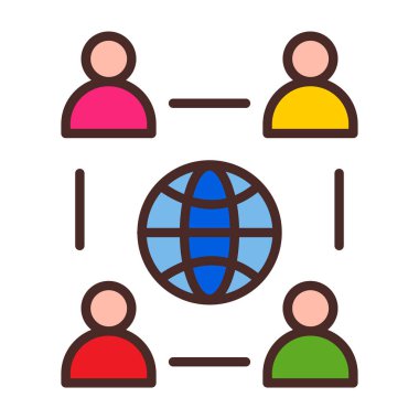 Sosyal ağ renk ikonu vektör illüstrasyonu