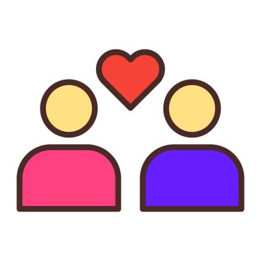 arkadaşlar vektör renk çizgisi düz simgesi