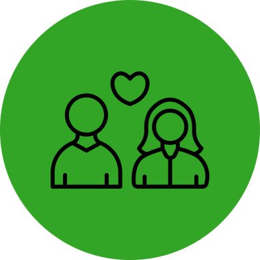 Kalp ikonu olan çift. Basit bir çizim. vektör sembolü