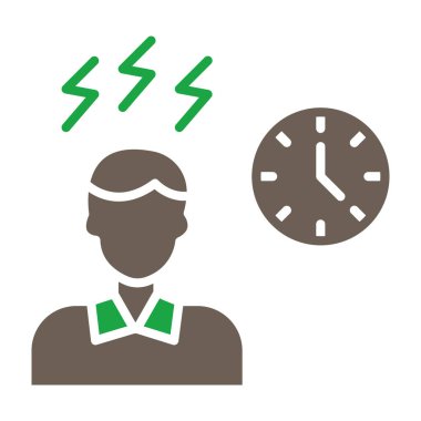 Zaman yönetimi vektör simgesi. biçim iki renkli düz semboldür, eko yeşil ve gri renkler, beyaz arkaplan,