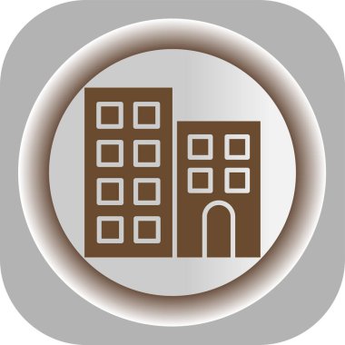 Şehir simgesi. Beyaz arkaplanda internet düğmesi.