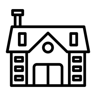 Ev ikonu vektörü. İnce çizgi işareti. İzole edilmiş kontür sembolü gösterimi