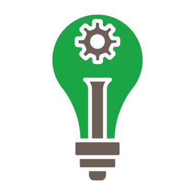 Dişliler izole edilmiş ikona sahip ampul