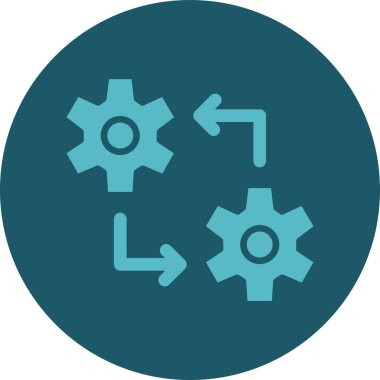 dişli düz simge ve web düğmesi, vektör, illüstrasyon