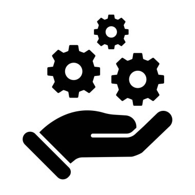 Gears'ı simge vektör. Düz sembolü, siyah renkli, yuvarlak açılar, beyaz arka plan tarzıdır