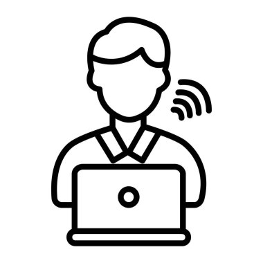 Wi-Fi simgesi olan dizüstü bilgisayar, vektör illüstrasyonu