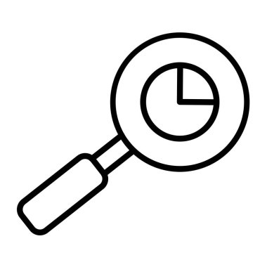 Arama çizgisi ikonlu büyüteç. Arama vektörü illüstrasyonu beyazda izole edildi. Web ve uygulama için tasarlanmış büyüteç ana hatları tasarımı.