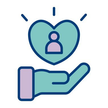 kalp bakım ikonu, ana hatlı vektör çizimi