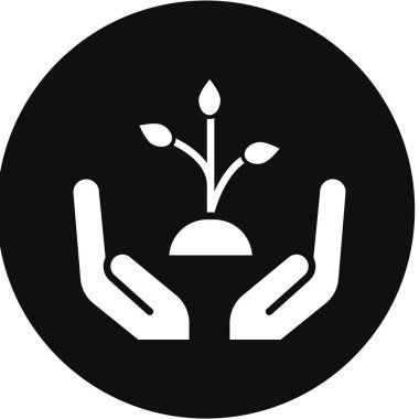 Eldeki çiçek simgesi vektör illüstrasyonu