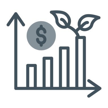Web ve mobil tasarım tasarımınız, büyüme grafiği logosu konseptiniz için beyaz arkaplanda izole edilmiş büyüme grafiği ikonu vektörü