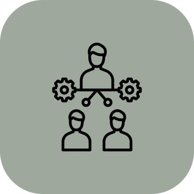 Takım çalışması vektör simgesi. biçim düz yuvarlak kare düğme, gri ve gri renkler, beyaz arkaplan