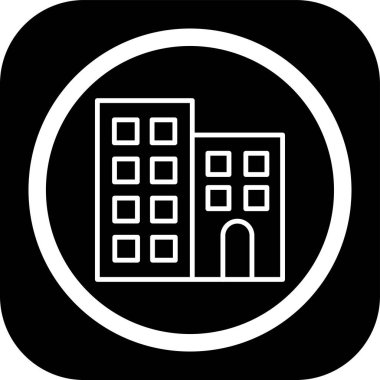 Ofis binaları web simgesi, vektör illüstrasyonu