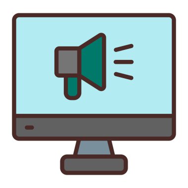 megafon simgesi olan bilgisayar ekranı, basit tasarım