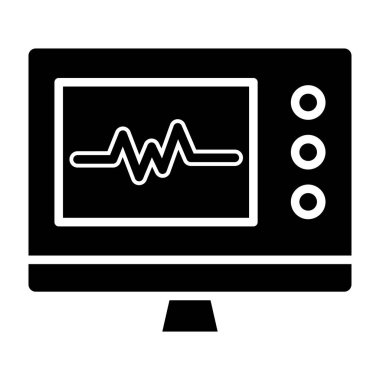 Kardiyogram ikon vektörlü monitör. düz resimleme