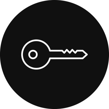 anahtar vektör simgesi. bu yuvarlak sembol beyaz arkaplanda siyah ve beyaz renklerle çizilir