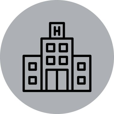 Hastane binası ikonu. Web için hastane vektör simgelerinin basit illüstrasyonu