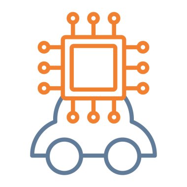 İşlemci çizgisi biçim simgesi tasarımı, teknoloji ve elektronik makine teknolojisi tema çizimi illüstrasyonuna sahip araba