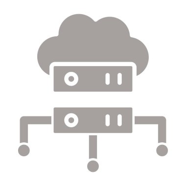 Bulut depolama simgesi, bulut hesaplama ve bulut hesaplama işareti, vektör grafikleri, beyaz arkaplan üzerinde katı bir desen, ep 10