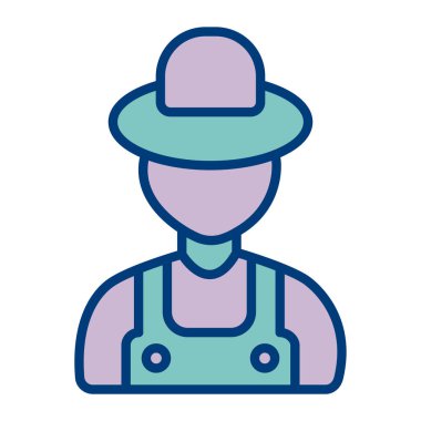 çiftçi vektör ince çizgi simgesi