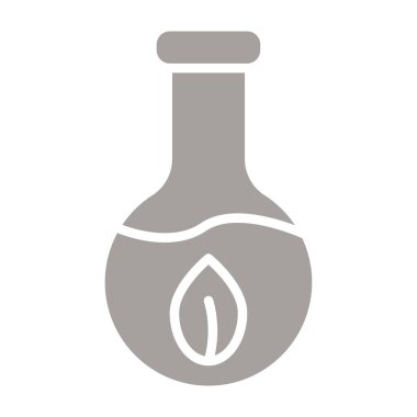 Sıvı, çizgi ve katı ikon içeren matara, laboratuvar konsepti, beyaz zemin üzerinde laboratuvar araştırma işareti, test tüpü ikonu olan matara.