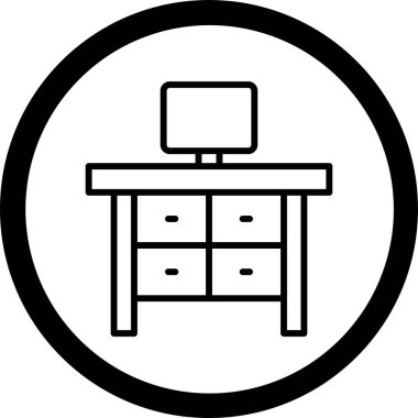 Bilgisayar masası. Web simgesi basit tasarım