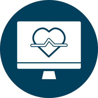 Kalp monitörü yuvarlanmış vektör simgesi