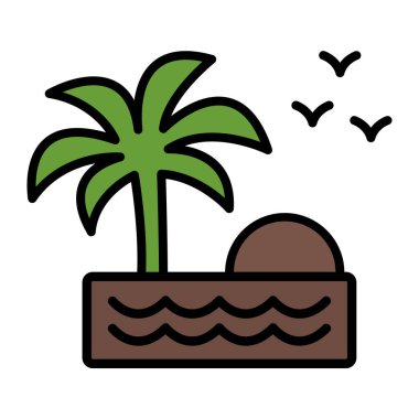 Hindistan cevizi ikonu. Hindistan cevizi palmiye ikonu, palmiye ağacı, hindistan cevizi palmiyesi. Palmiye ağacı. vektör simgesi, eps 10.