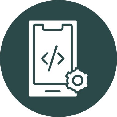 Ana hatlar biçiminde web geliştirme mobil simgesi