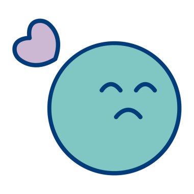 Kalp ifadesine ve yüz vektör illüstrasyonuna sahip emoji