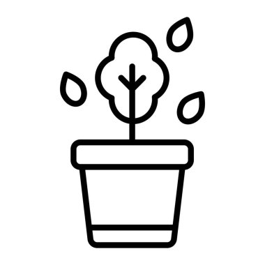 Saksıda bitki var. Basit tasarım. vektör illüstrasyonu