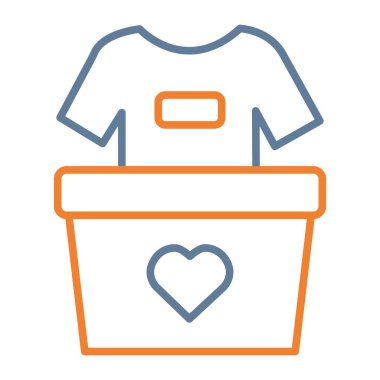 Kalp simgesi, çizgi ve dolgu simgesi, vektör illüstrasyonlu t-shirt