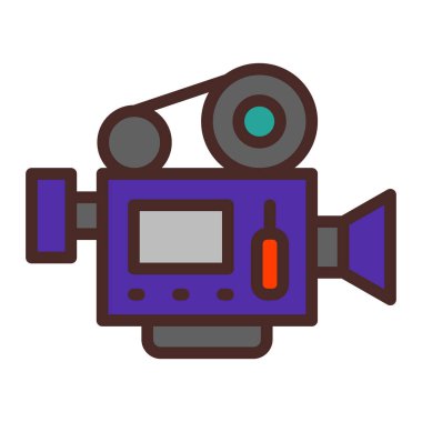 Sinema kamera simgesi renk ana hatları vektörü
