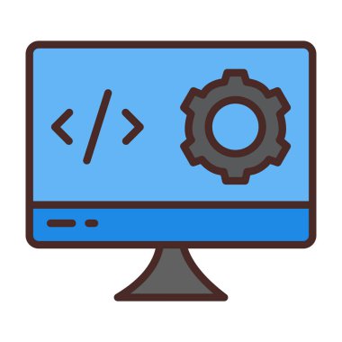 Kodlama. Web simgesi basit illüstrasyon