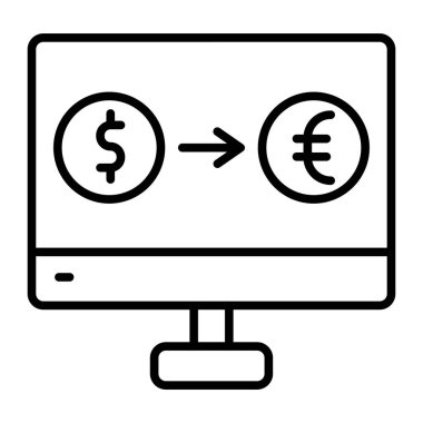 para değişimi vektör çizgisi simgesi dekoru