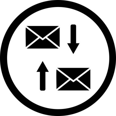 posta vektör simgesi. biçim düz simge, siyah renk, yuvarlak kare arkaplan