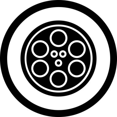film vektör simgesi. biçim düz yuvarlak sembol, siyah renk, yuvarlak açılar, beyaz arkaplan.