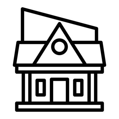 Ev ikonu vektörü oluşturuyorum. Taslak bina tabelası. izole edilmiş sınır sembolü çizimi