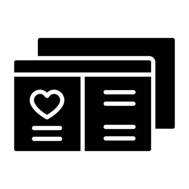 kalp simgesine sahip belge, basit vektör illüstrasyonu