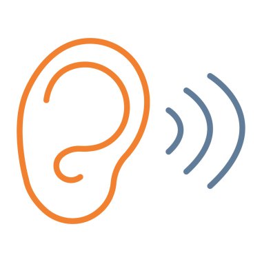 İşitme cihazı renk çizgisi simgesi. Kulak ve kulak. Beyaz üzerine izole edilmiş vektör.