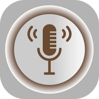 Mikrofon simgesi. Beyaz arka plan üzerinde Internet düğmesi